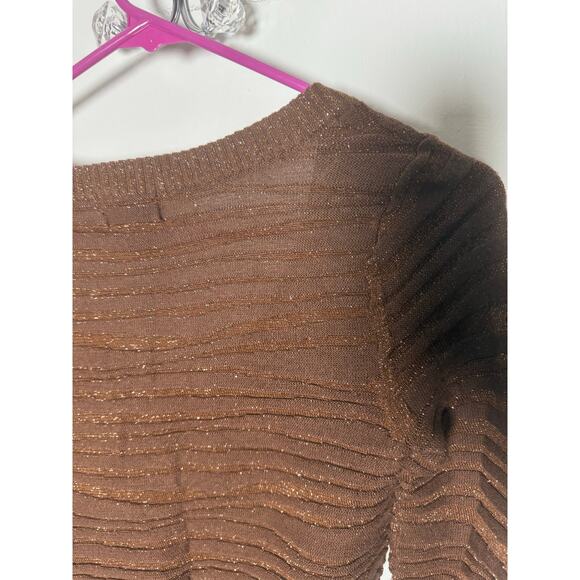 Vintage Y2K Wet Seal Brown Cropped Shimmer Cardigan Sweater Romcom Slimming SM - Picture 9 of 9
